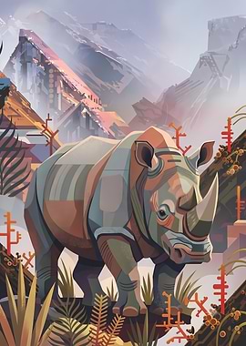Armored Mountain Rhino Vector