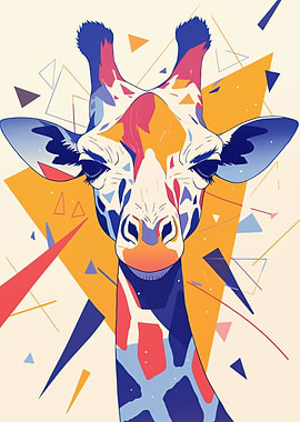 Colorful Geometric Giraffe Portrait