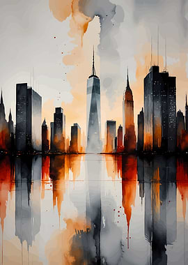 New York City Skyline Watercolor