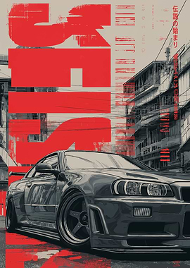 Nissan Skyline GT-R R34 Poster