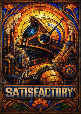 Satisfactory Stained Glass Robot Art