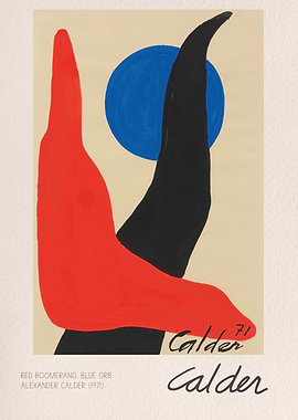 Red Boomerang Blue Orb by Alexander Calder