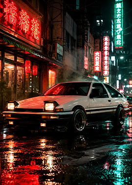 Retro JDM Car in Neon City