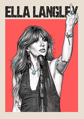 Ella Langley performing with middle finger up