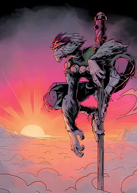 Monkey King in the Clouds at Sunset