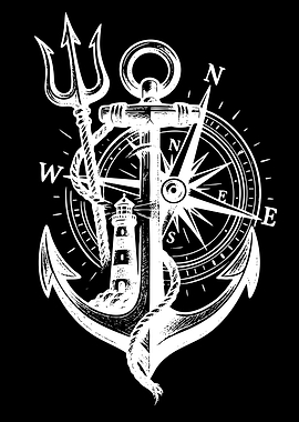 Nautical Anchor Compass Trident Lighthouse