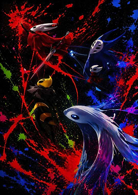Hollow Knight Characters with Splatter Art