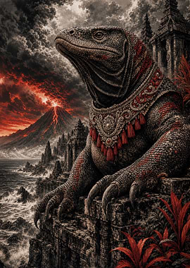 Komodo Dragon Guardian of Volcano Temple