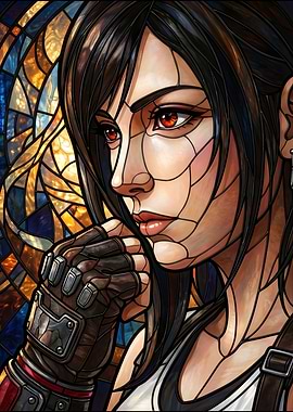 Final Fantasy VII Tifa Lockhart Stained Glass Art