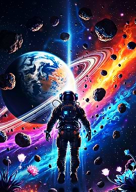 Astronaut in Cosmic Nebula