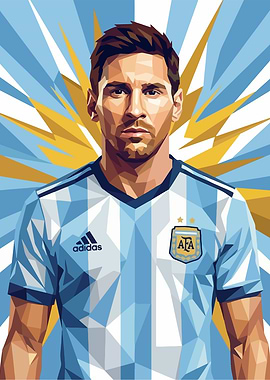 Lionel Messi Pop Art Portrait with jersey argentina