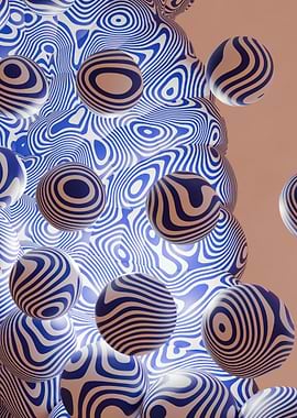Abstract Blue and White Spheres