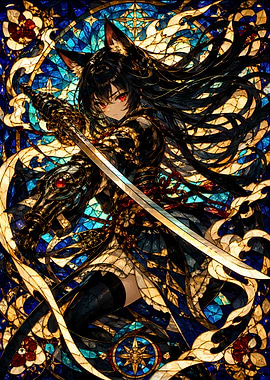 Anime Wolf Girl with Katana