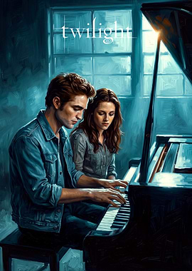 Twilight Piano Scene