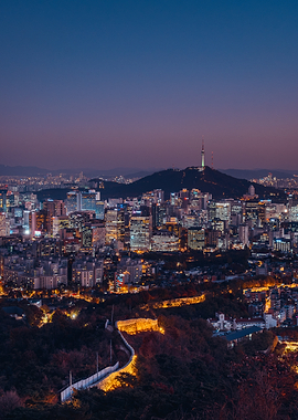 Dusk in Seoul, South Korea