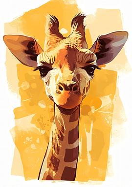 Watercolor Giraffe Portrait