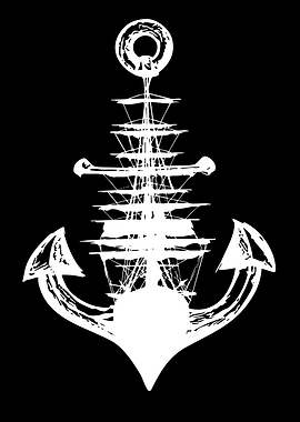 White Anchor with Ship Rigging