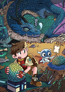 Boy with Dragon Egg and Sleeping Dragon