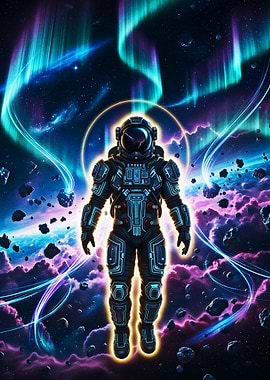 Astronaut in Cosmic Aurora