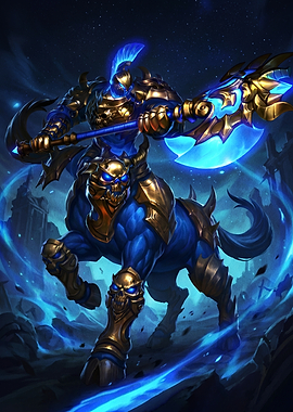 Blue Centaur Warrior with Axe
