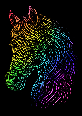 Rainbow Dotted Horse Portrait
