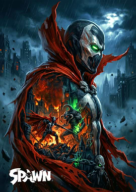 Spawn in a burning city