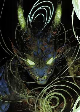 Demonic creature with glowing eyes