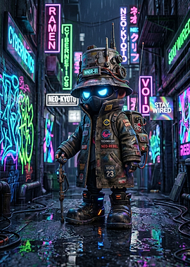 Cyberpunk Character in Neon Alley