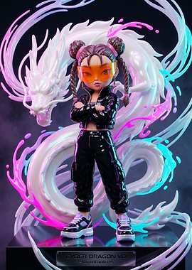 Cyber Dragon Girl with Dragon
