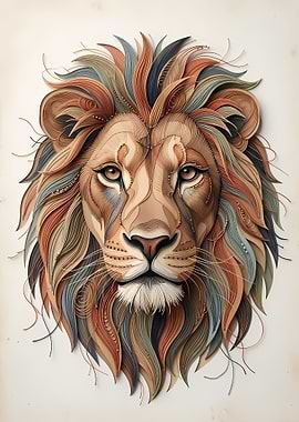 Paper Art Quilled Lion Portrait