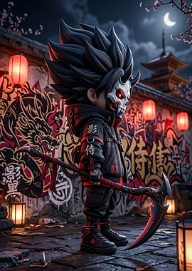 Anime character with scythe and mask