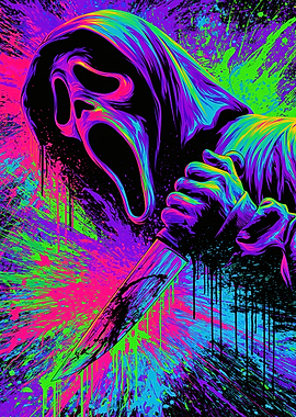 Scream Ghostface Neon Drip Art