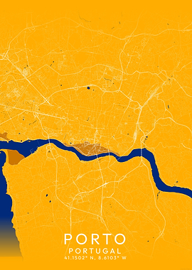 Porto Portugal Map Art