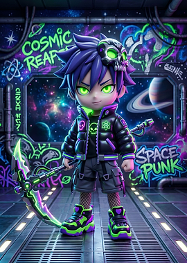 Cyberpunk Anime Character with Scythe