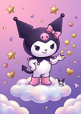 Kuromi and Mini Kuromi on Clouds