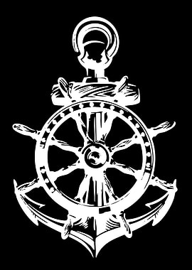 Nautical Anchor and Ship Wheel