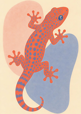 Orange Gecko with Blue Spots