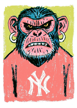 Angry Monkey Wearing Yankees Shirt