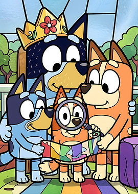 Bluey Family Looking at a Map