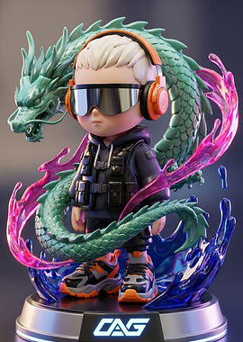 Dragon and Gamer Figurine