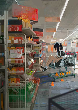 Maid in a Supermarket with Rubber Ducks