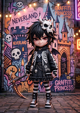 Gothic Anime Character with Scythe