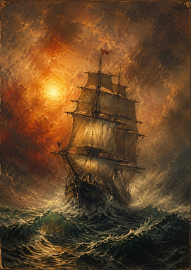 Ship in a Stormy Sea