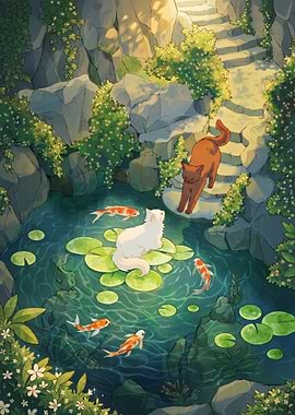 Cats and Koi Pond