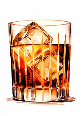 Whiskey Glass with Ice