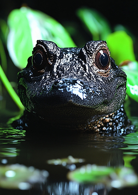Close-up of an alligator in water