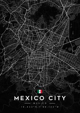 Mexico City Map Poster Dark Theme