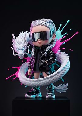Futuristic Dragon Girl Figurine