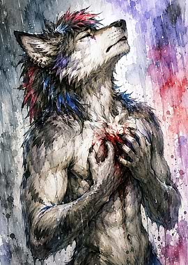 Wolf Man in the Rain