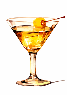 Martini with Olive and Cherry